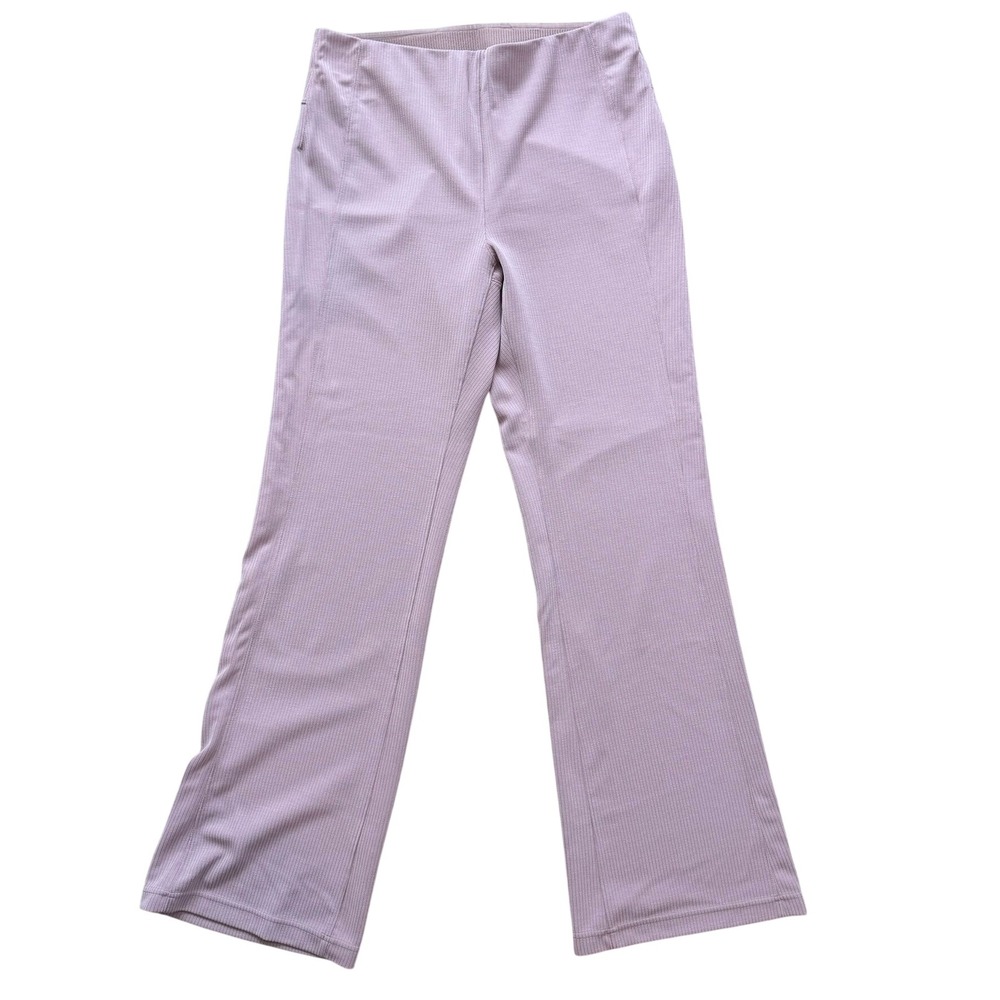 Lululemon Ribbed Wide Leg Pant Women 12 Tall Mauve High Rise Knit LW5GVKS